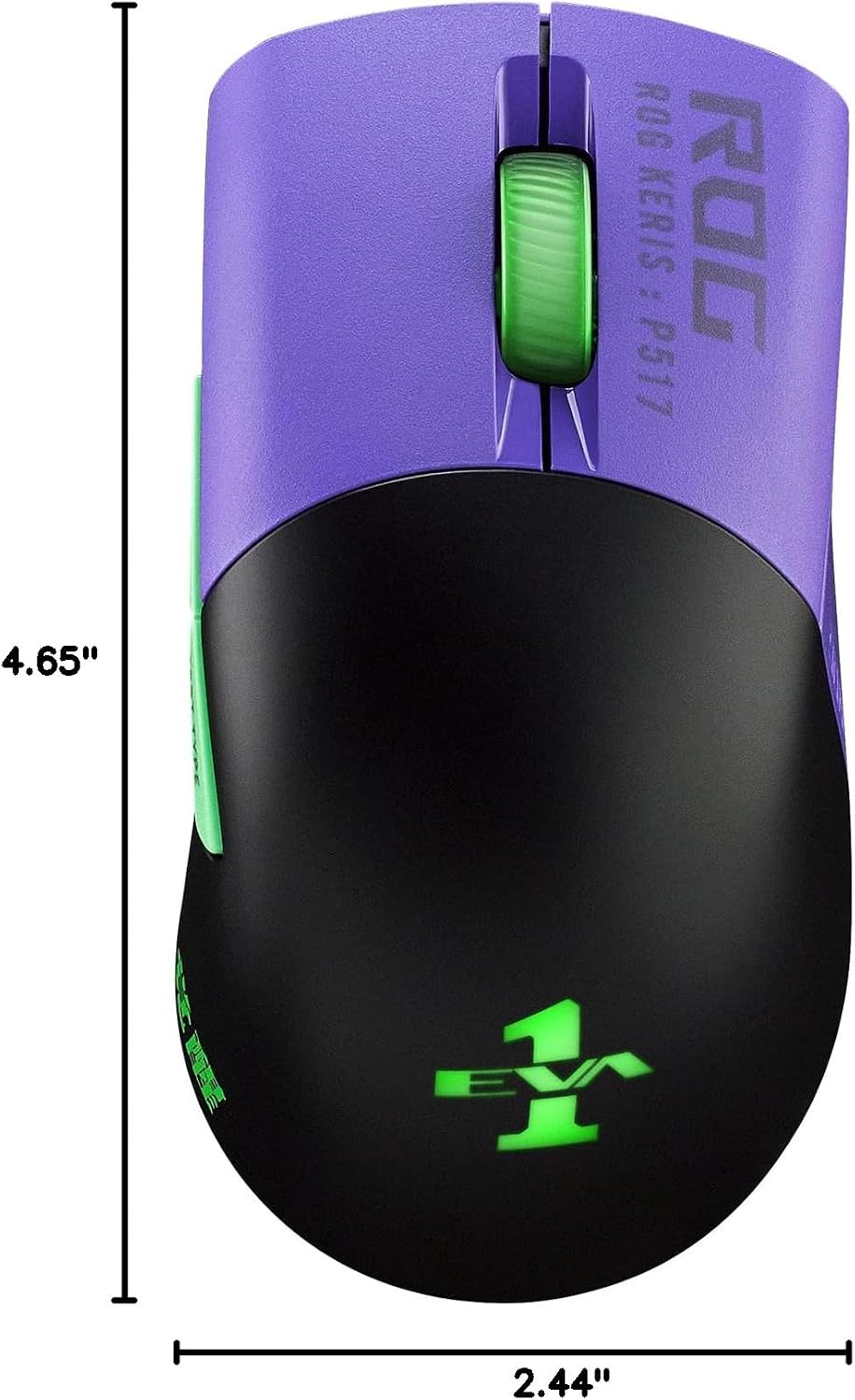 ASUS ROG Keris Wireless EVA Edition Gaming Mouse, Wireless Mouse with Tri-Mode connectivity, 16000 DPI Sensor, 7 programmable Buttons, PBT, hot-swappable Switch sockets, Paracord Cable