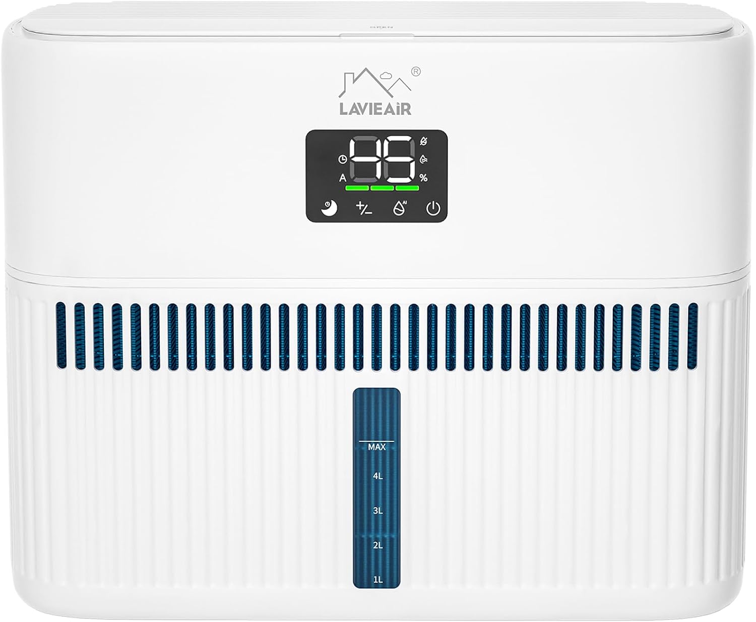 LAVIEAIR Evaporative Humidifiers for Bedroom, Living Room, Nursery, Large Room up to 300 ft², Mist-free No White Dust Top Fill Humidifier for Baby, Plants, 5L Tank, Max 48H Runtime, Easy to Clean