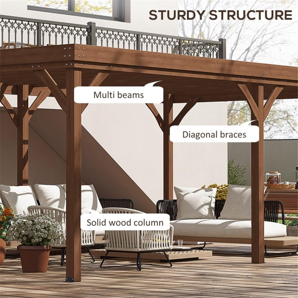 20 x 12 ft Wood Pergola Quality Solid Wood Gazebo Pavilion for Backyard Deck Patio Outdoor Large Pergola Grape Trellis Grill Gazebo, Strong Sturcture,Snow and Wind Supported (Brown)