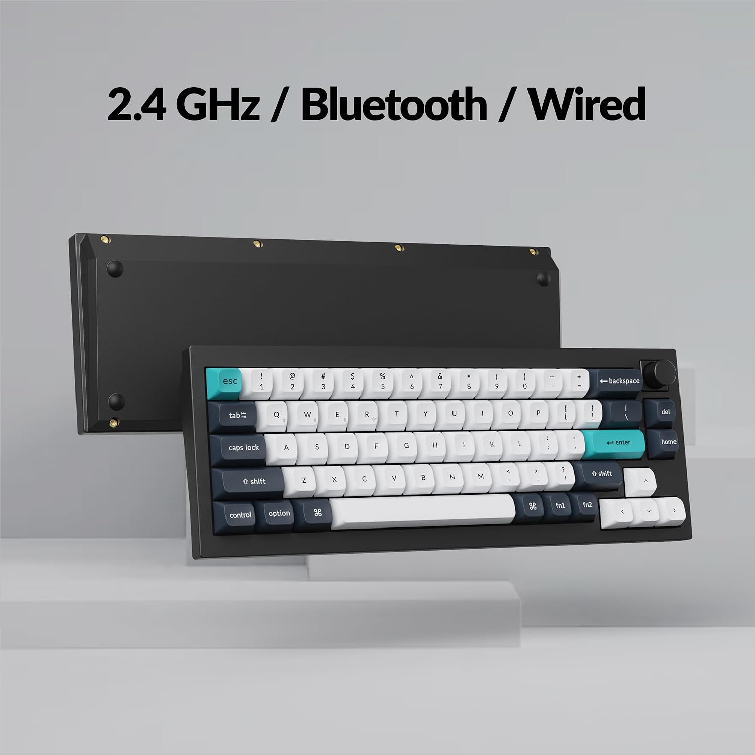 Keychron Q2 Max Wireless Custom Mechanical Gaming Keyboard, QMK/VIA Programmable Knob 2.4 GHz/Bluetooth 5.1/Wired, 65% Compact RGB Hot-Swap with Gateron Red Switch for Mac Windows Linux - Black