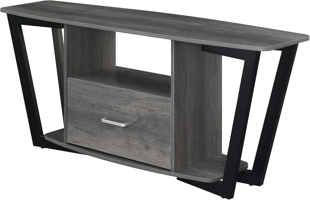 Convenience Concepts Graystone TV Stand 59.25' - Modern Entertainment Center for TVs up to 65', Industrial Media Console with Storage Drawer & Shelves for Living & Family Room, Charcoal Gray/Black