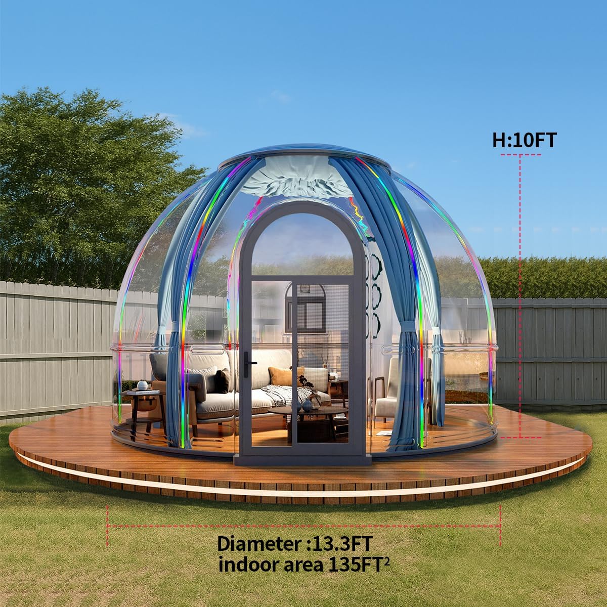 Backyard Dome Tent, Clear Garden Dome Bubble Tent for Outside, Weatherproof Geodesic Gazebos & Pergolas for Outdoor