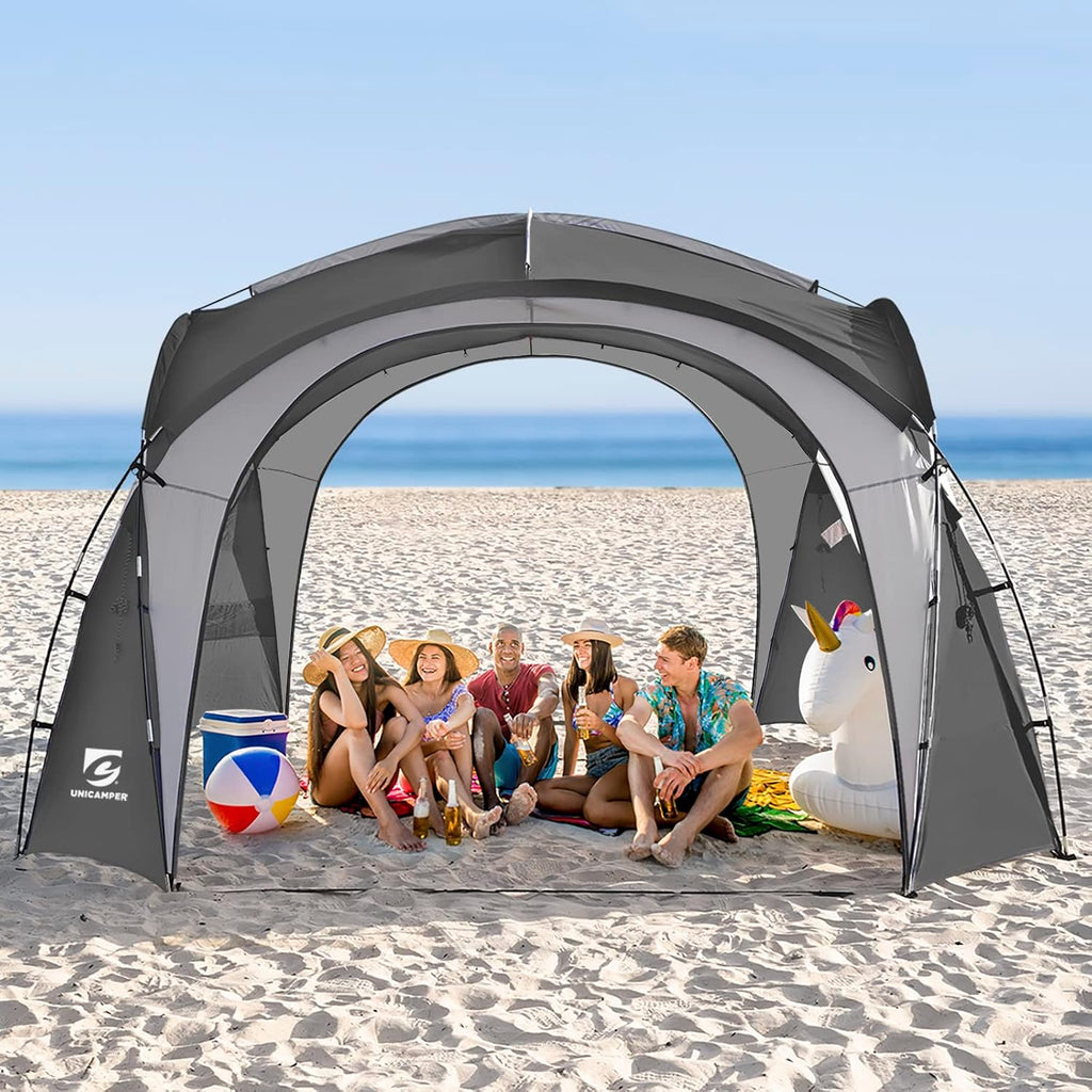 UNICAMPER Beach Tent 12 X 12ft Large UPF50+ Pop Up Canopy with 2-Pcs Side Wall