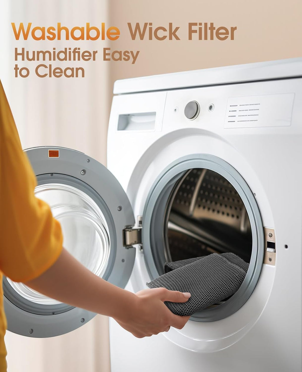 Reuseable Wick Evaporative Humidifier for Bedroom Quiet Healthy Baby Humidifier, No White Dust, Evaporative Humidifier Large Room 800ml/h 3 Speeds, 2