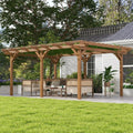16 x 12 ft Wood Pergola Quality Solid Wood Gazebo Pavilion for Backyard Deck Patio Outdoor Large Pergola Grape Trellis Grill Gazebo, Strong Sturcture,Snow and Wind Supported (Brown)