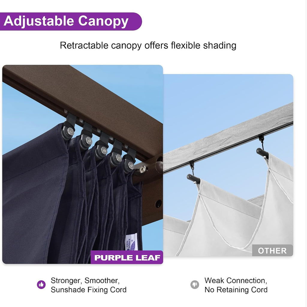 PURPLE LEAF 10' x 13' Retractable Pergola Outdoor Aluminum White Pergola with Sun Shade Canopy Patio Modern Bronze Shelter for Garden Yard Deck Grape, Navy Blue