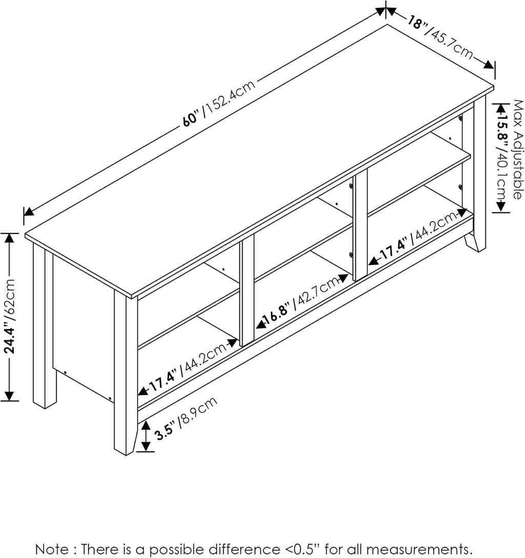 Furinno Jensen Entertainment Center for TV up to 65 Inch, 65-Inch, Americano