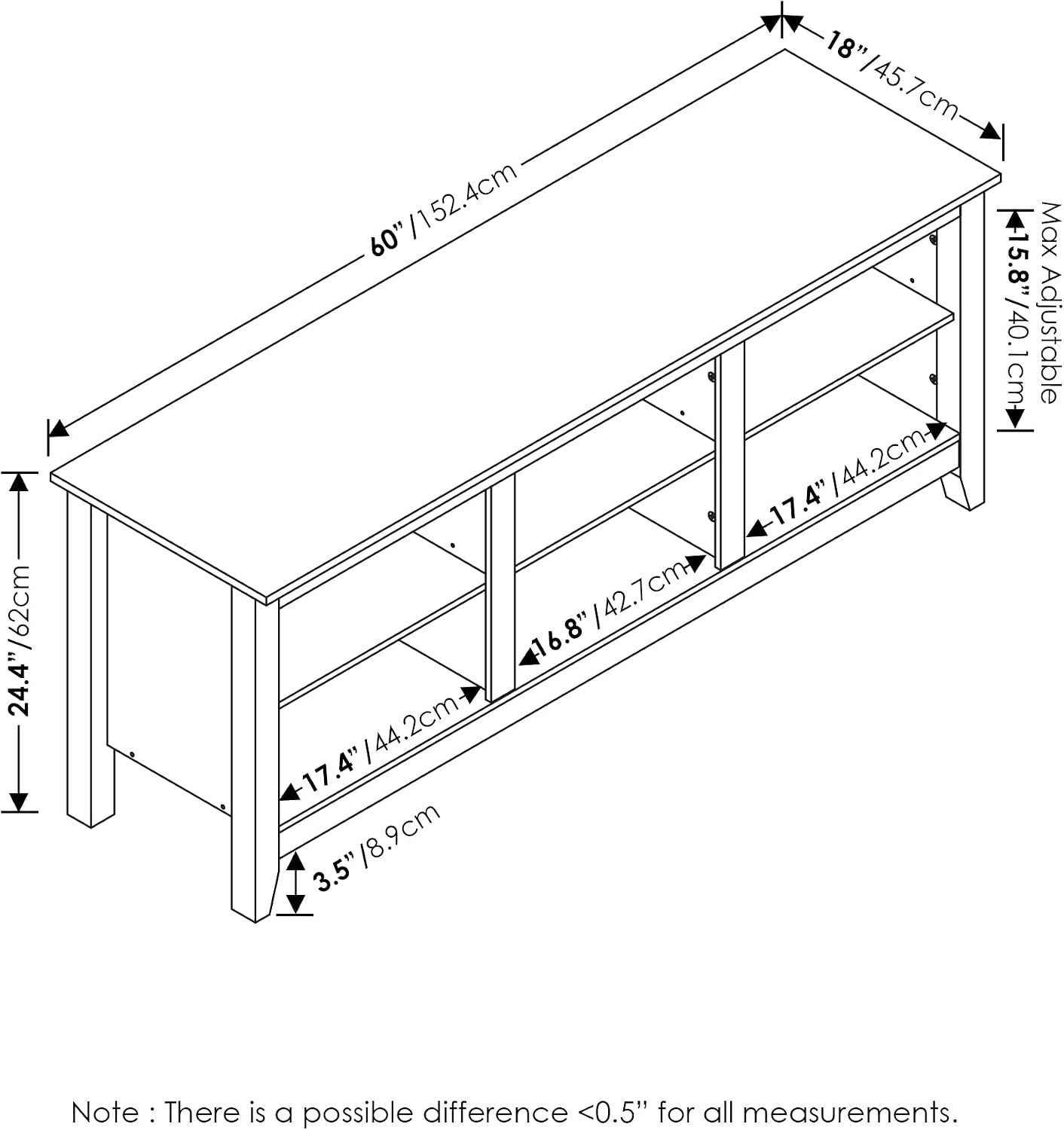 Furinno Jensen Entertainment Center for TV up to 65 Inch, 65-Inch, Americano