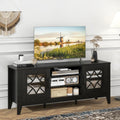 Giantex Farmhouse TV Stand for TVs up to 65', Entertainment Center with 4 Adjustable Storage Shelves & Tempered Glass Doors, Modern TV Console Table for Bedroom, Living Room