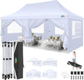 COBIZI 10x20 Pop Up Canopy with 6 Sidewalls, Conical Party Tent 10x20 with 3 Adjustable Height Waterproof, UV-Resistant with Carry Bag, Sandbag, Stake, Tents for Parties, Commercial (Frame Upgraded)
