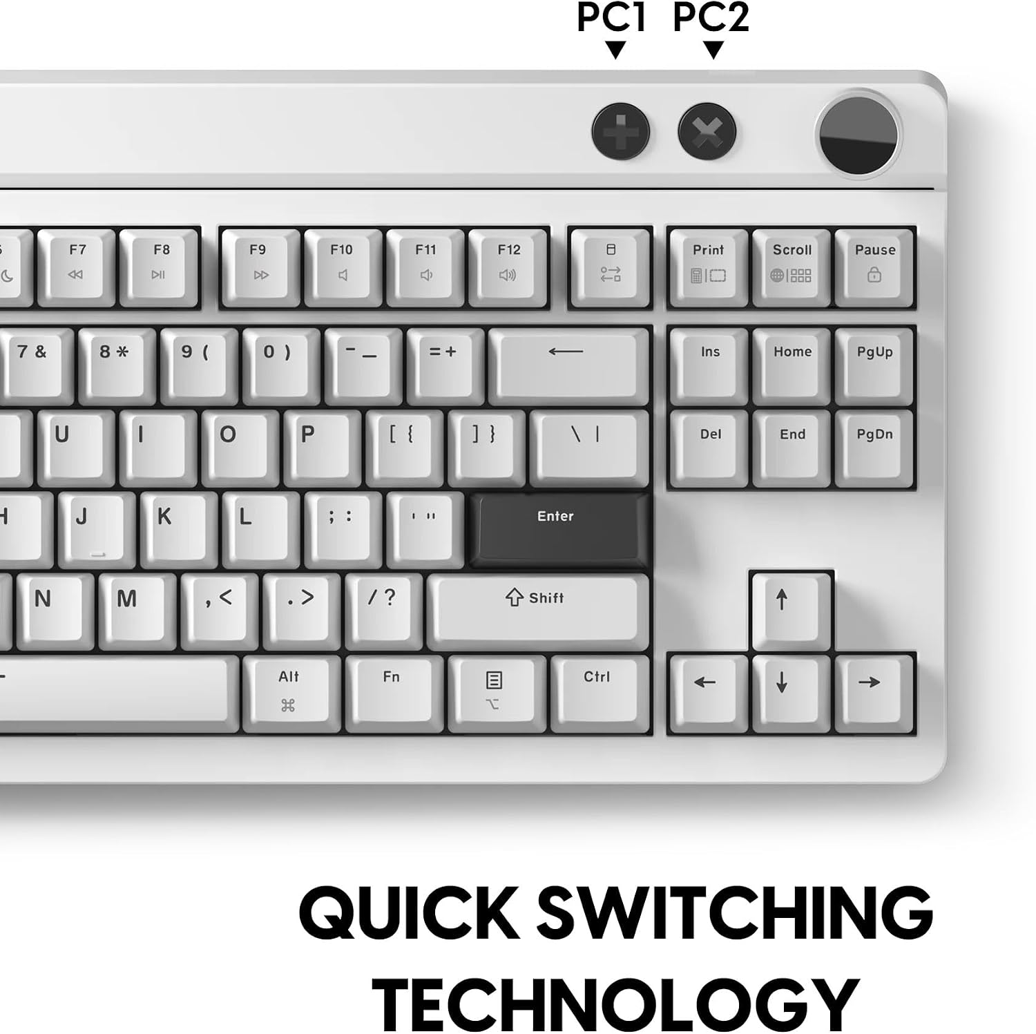 Pulsar XBOARD QS Mechanical Gaming Keyboard – QMK/VIA, Hot Swappable Linear Switch, TKL Layout Gasket Mount, Aluminum Frame, RGB LED Backlit, Knob, Dual PC Quick Switch for Mac/Windows (White)