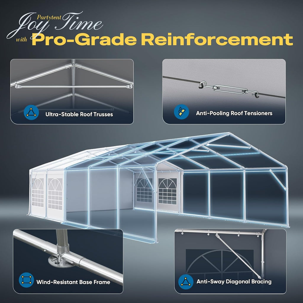 Quictent Premium 20x32 Party Tent Heavy Duty Outdoor Gazebo White Event Shelter Wedding Canopy Tent for Parties Carport BBQ with Removable Sidewall Windows & Storage Bags