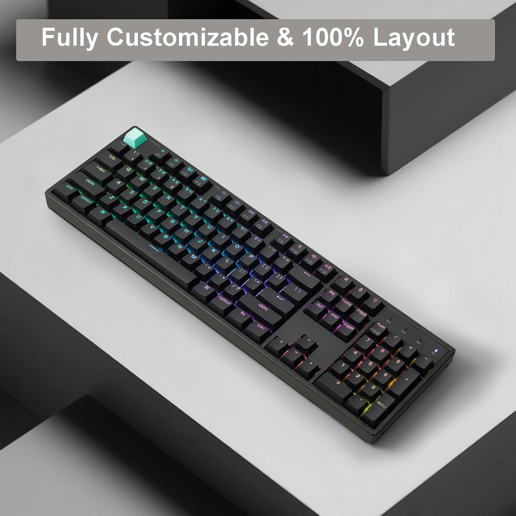 Keychron K10 HE QMK Wireless Gaming Custom Mechanical Keyboard, 2.4 GHz/Bluetooth/Wired Full-Size Hot-Swappable Programmable RGB Backlit Gateron Magnetic Switches for Mac Windows Black