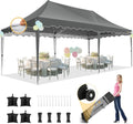 HOTEEL 10×20 Pop Up Canopy Tent UV 50+ and Waterproof, Thickened Frame, Large Space Easy Outdoor Pop Up Canopy for Wedding, Beaches, Parties, Patio (Grey)