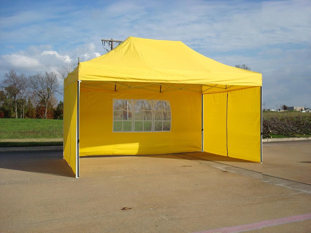 Delta Canopies 10'x15' DW Model Ez Pop up Canopy Party Tent Instant Gazebos 100% Waterproof Top with 4 Removable Sides + Wheel Bag + 4 Sand Bags (Yellow)
