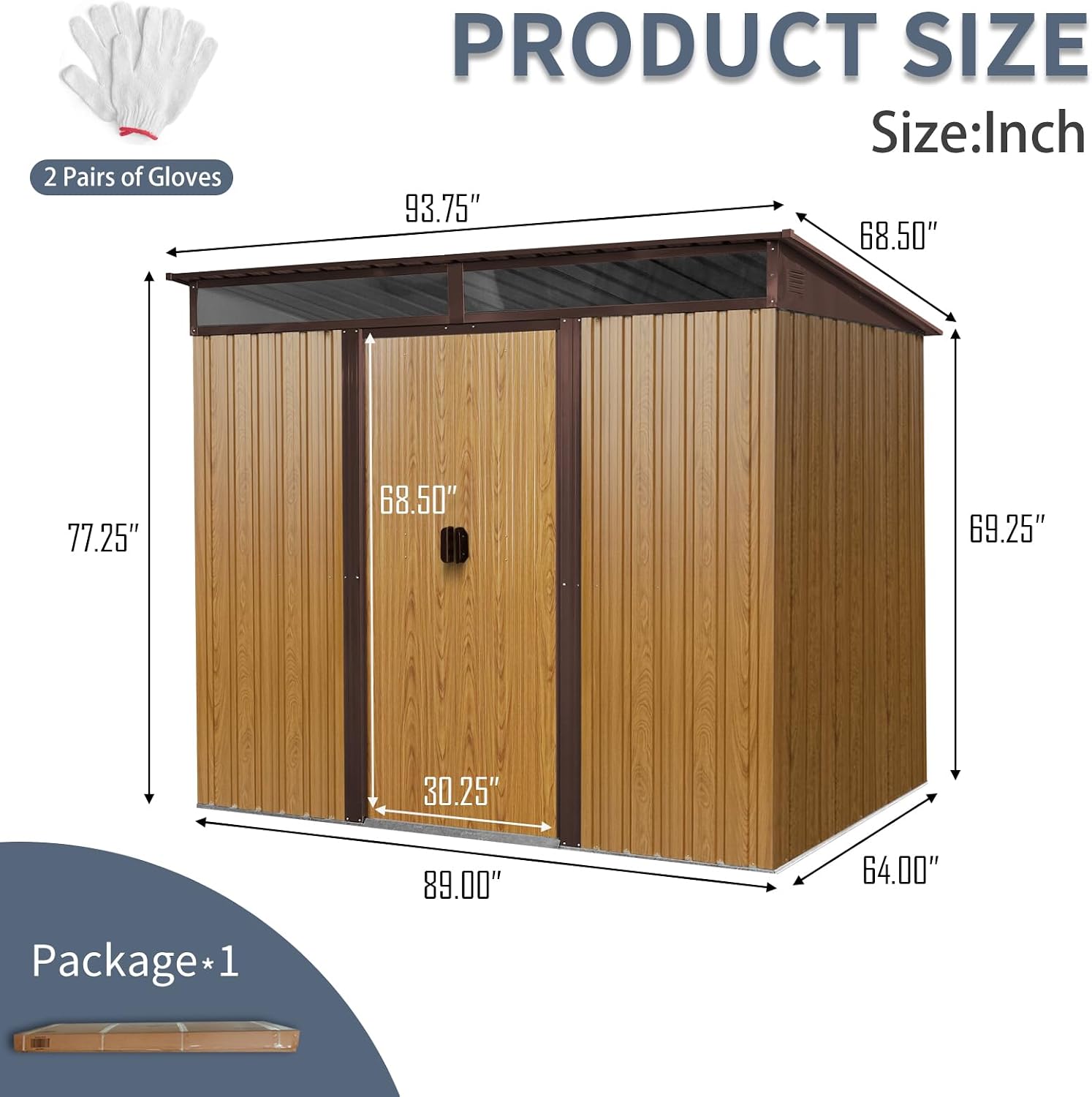Ball & Cast 8x6 FT Outdoor Metal Storage Shed,Waterproof Garden Organizer Tool House with Foundation,Shelter Cabinet w/ 2 Transparent Panels Vents & Sliding Door,for Patio,Lawn,Coffee