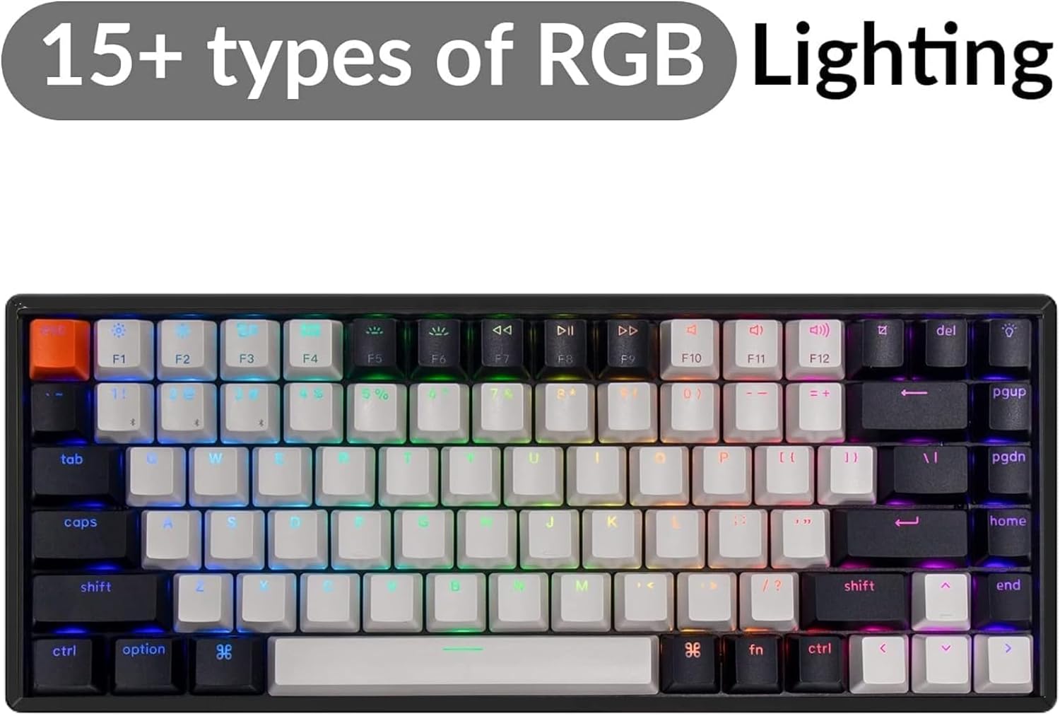Keychron K2 75% Layout 84 Keys Hot-swappable Bluetooth Wireless/USB Wired Mechanical Keyboard with Super Banana Switch/Double-Shot Keycaps/RGB Backlight/Aluminum Frame for Mac Windows Version 2