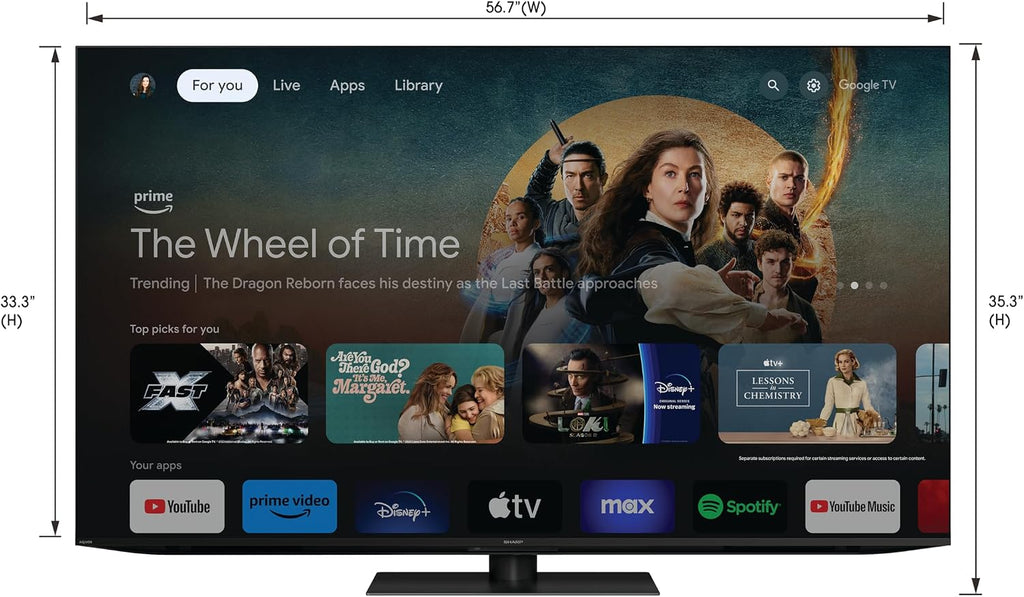Sharp 65' Class AQUOS XLED 4K Ultra HD Mini LED Google TV