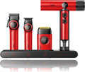 VGR Professional Barber Combo 4 in 1 – Cordless Hair Clipper, Trimmer, Foil Shaver & Powerful Hair Dryer Set for Men, 9000 RPM Motor, Long Battery Life, All-in-One Grooming Kit (Red)