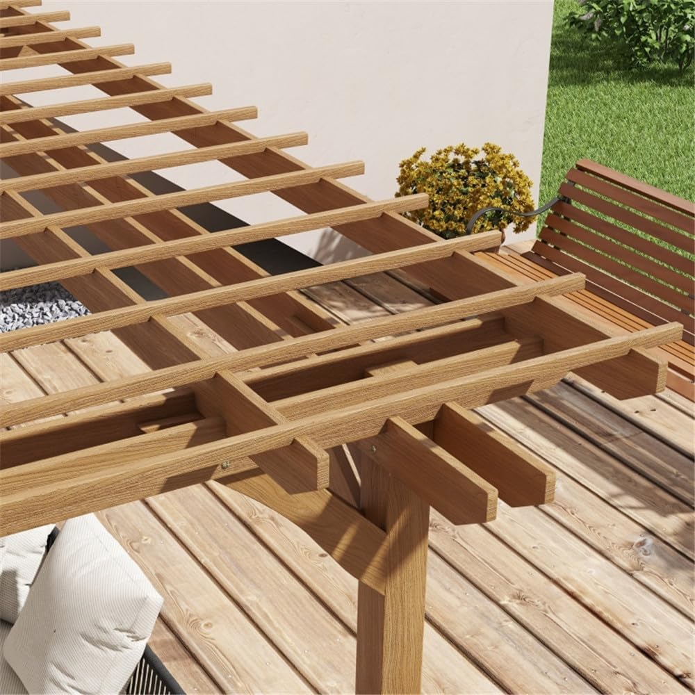 16 x 12 ft Wood Pergola Quality Solid Wood Gazebo Pavilion for Backyard Deck Patio Outdoor Large Pergola Grape Trellis Grill Gazebo, Strong Sturcture,Snow and Wind Supported (Brown)