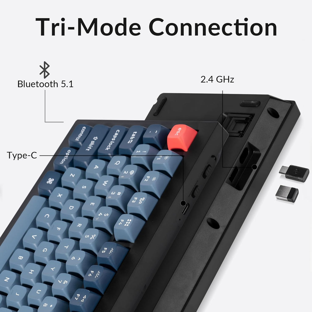 Keychron V3 Max TKL Wireless Mechanical Keyboard, QMK/VIA RGB Bluetooth/2.4 GHz/Wired, 87 Keys Hot-Swappable with Gateron Banana Switch, Compatible with Mac Windows Linux