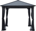 GDF Studio 10' x 10' Outdoor Modern Aluminum Hardtop Gazebo, Black