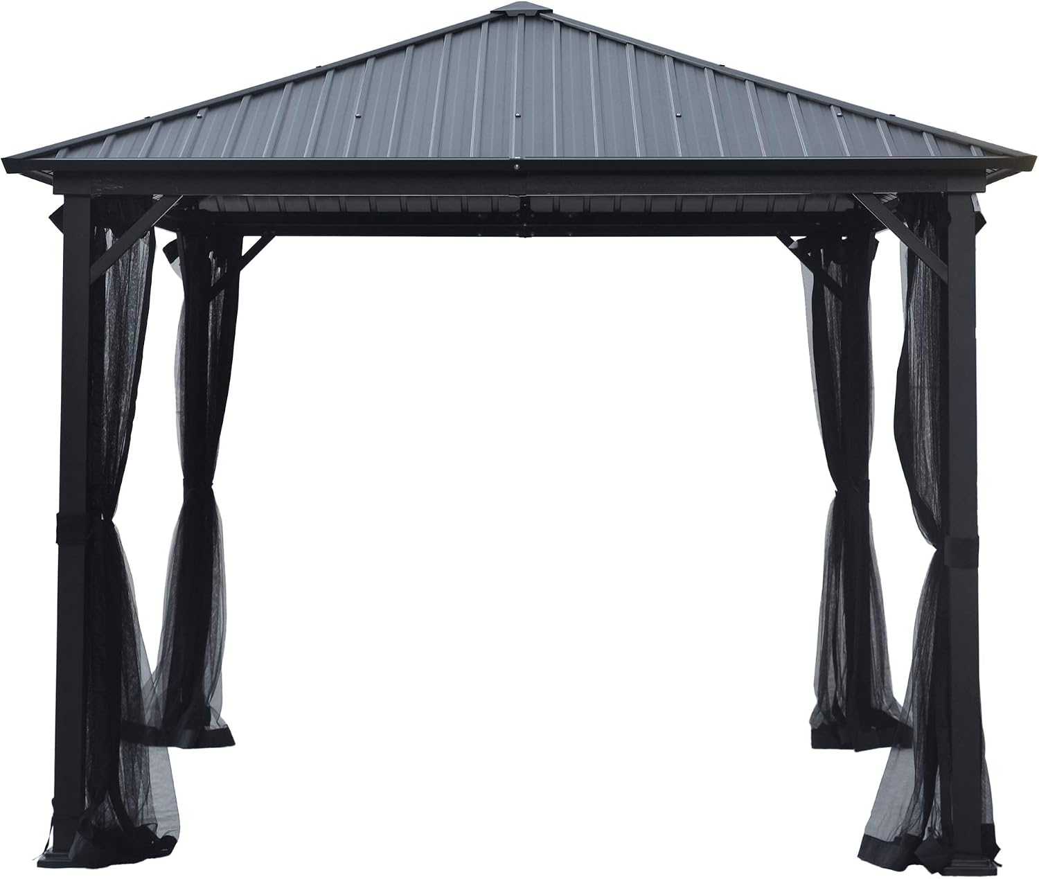 GDF Studio 10' x 10' Outdoor Modern Aluminum Hardtop Gazebo, Black