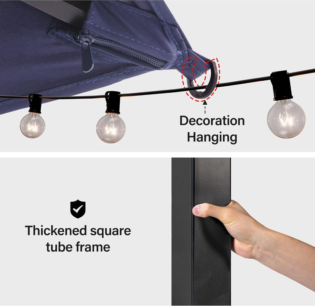LAUSAINT HOME Gazebo 10x10ft, Heavy Duty Patio Gazebo with Expansion Bolts, Party Canopy Tent with Double Roofs, Mosquito Nettings and Privacy Screens for Backyard, Garden, Lawn, Classic Blue