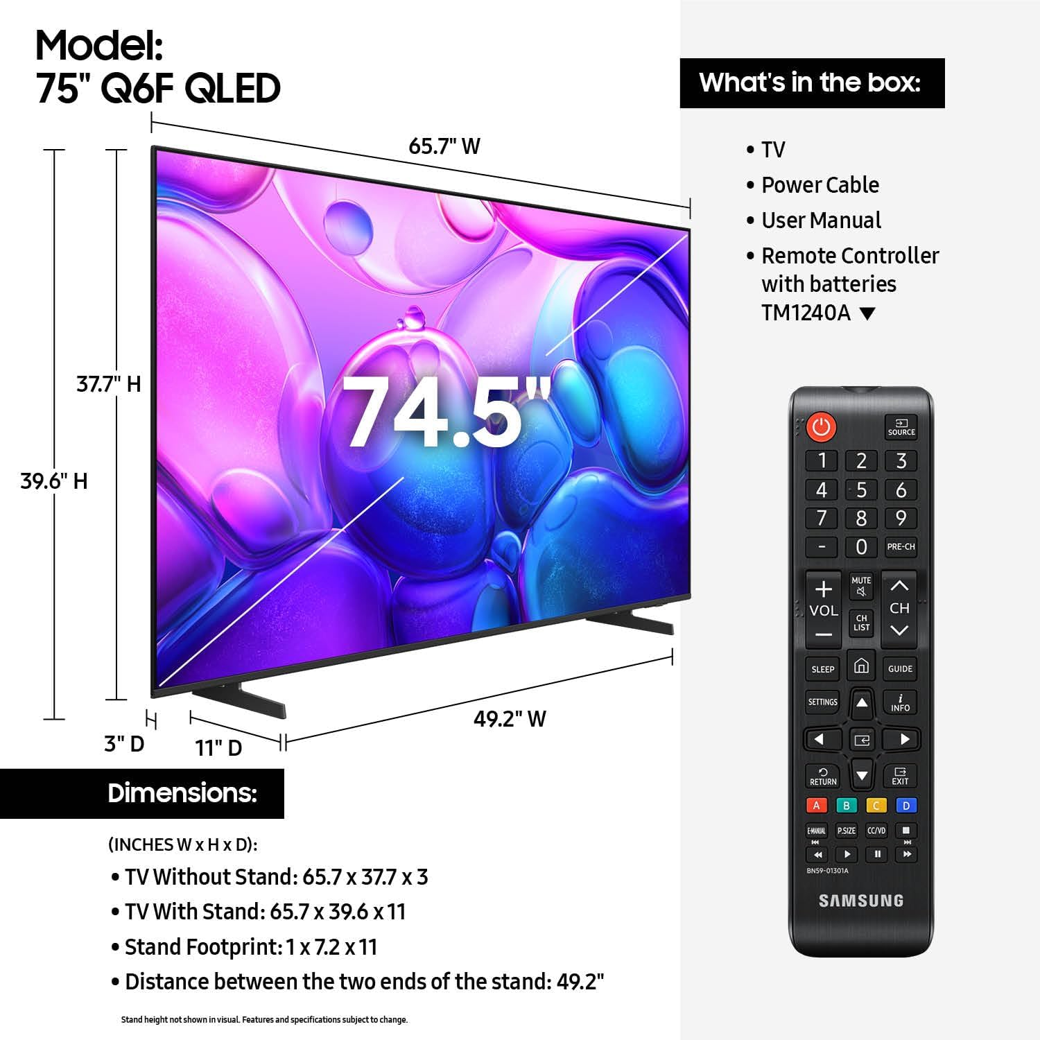 Samsung 75-Inch Class QLED Q6F Series Smart TV (2025 Model, 75Q6F) Q4 Lite Processor, Quantum HDR, Motion Xcelerator 60Hz, Color Booster, 4K Upscaling, with Alexa Speaker