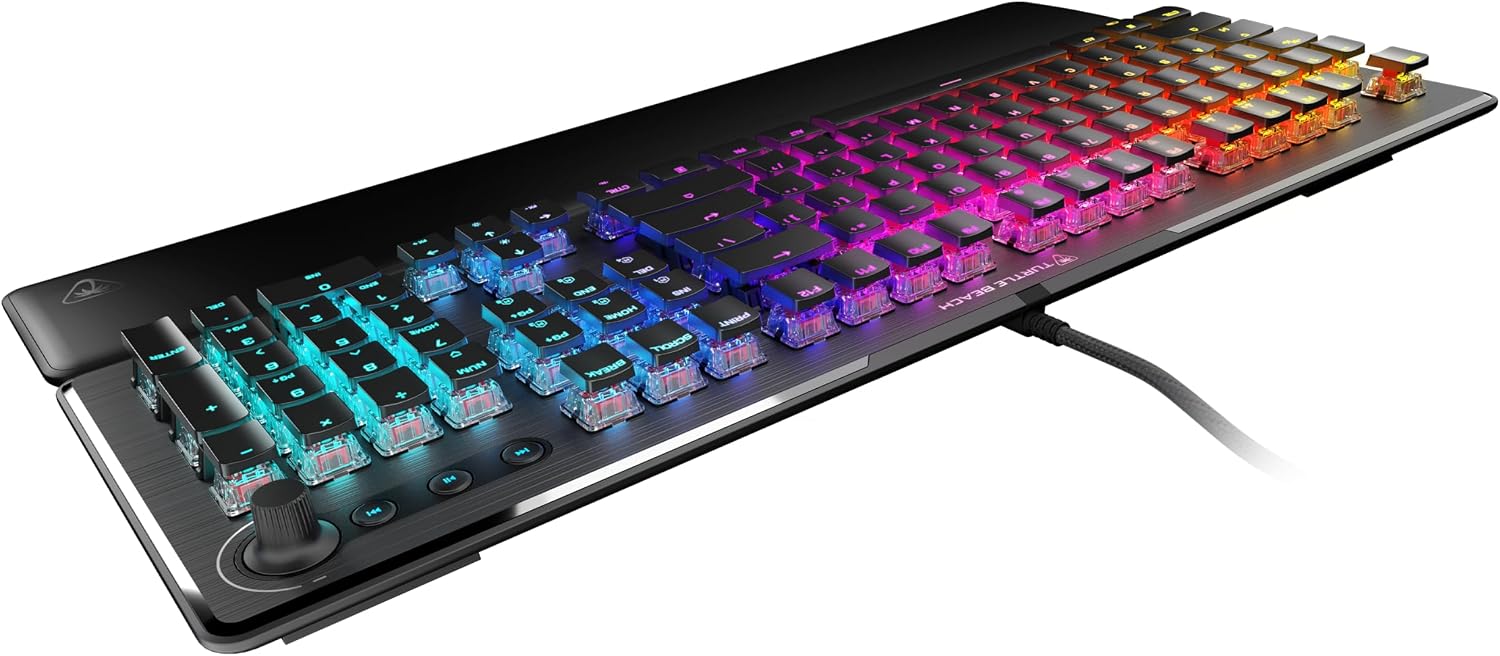 Turtle Beach Vulcan II – Full-Size PC Gaming Keyboard, Titan II Mechanical Switches, Customizable RGB Illuminated Keys, Detachable Palm Rest, Media Controls, Aluminum Top Plate, Numpad – Black