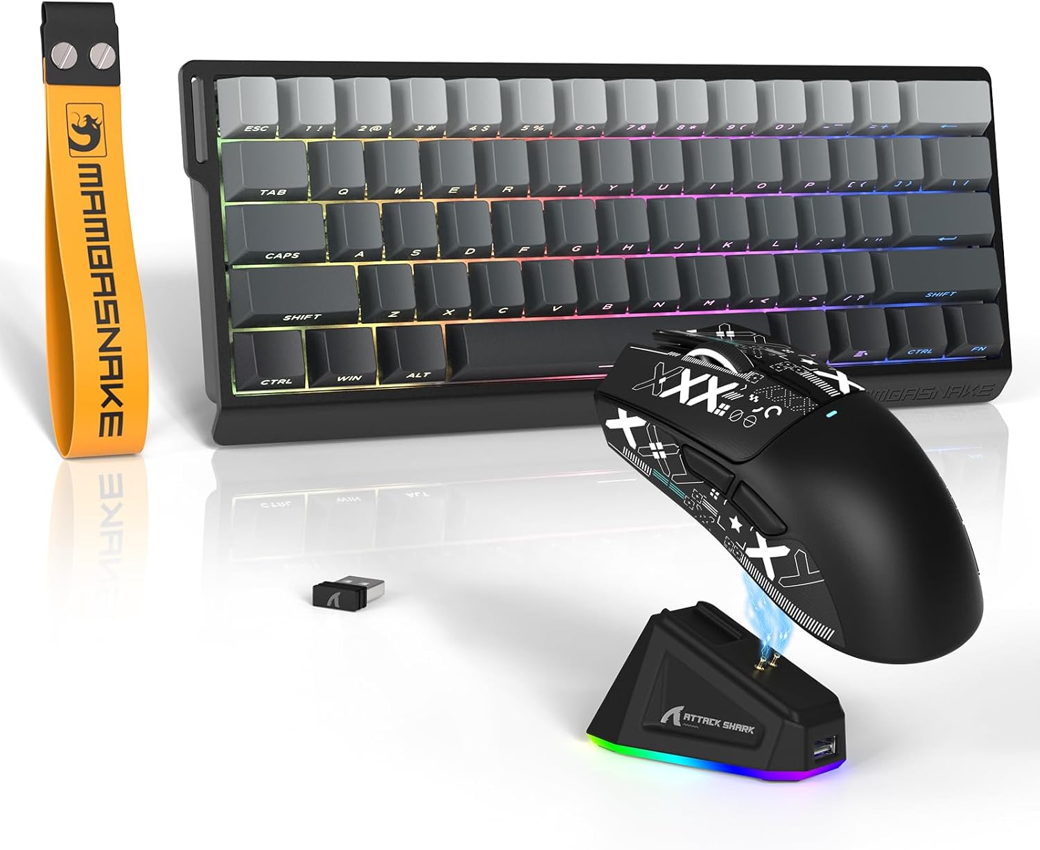 ATTACK SHARK X11 Mouse and X60 HE Keyboard Wireless Gaming Combo,Magnetic Switch,8K Polling Rate,Hall Effect,Rapid Trigger,PAW3311 Optical Sensor,22K DPI,Lightweight-Black