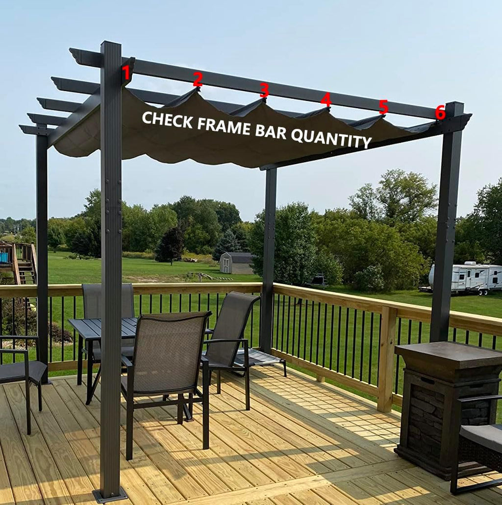 Pergola Shade Cover Replacement Canopy Top Compatible with 10 X 10 ft 6-Bar Pergola Frames - Gray (Canopy Size 116' W x 95' L, Canopy Top Only)