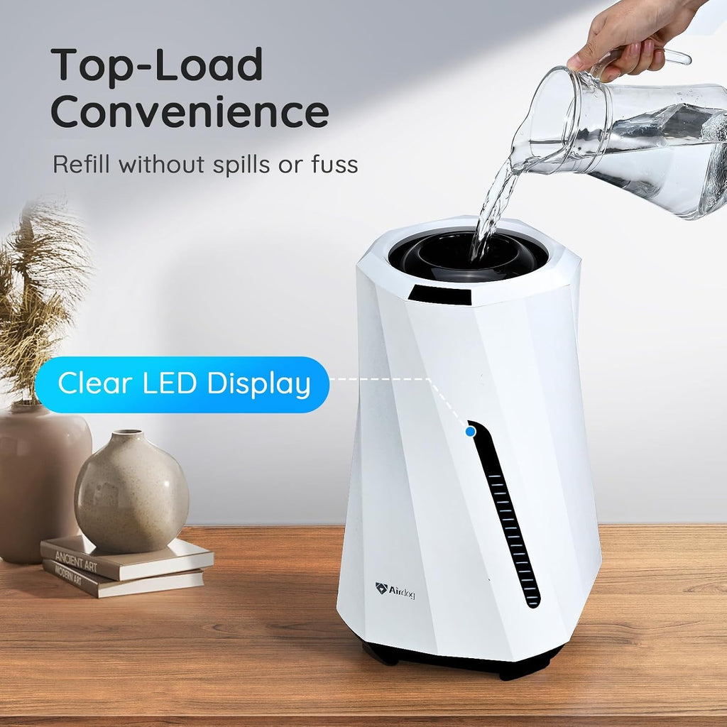 Airdog MOI Evaporative Humidifier for Baby- Mist-Free Humidifier, Mold Free humidifier, Quiet, LED Water Level Display for Premium Home Décor & Protection, Washable Filter, 0.8 Gallon Tank, 5 Modes