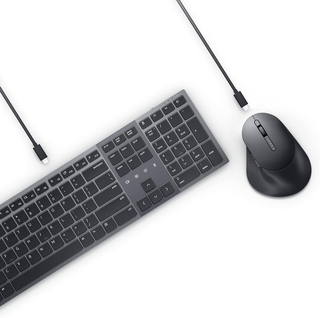 Dell KM900 Premier Collaboration Keyboard and Mouse - Zoom Touch Controls, Backlight Keyboard, Bluetooth 5.1, Radio Frequency 2.4GHz - Black
