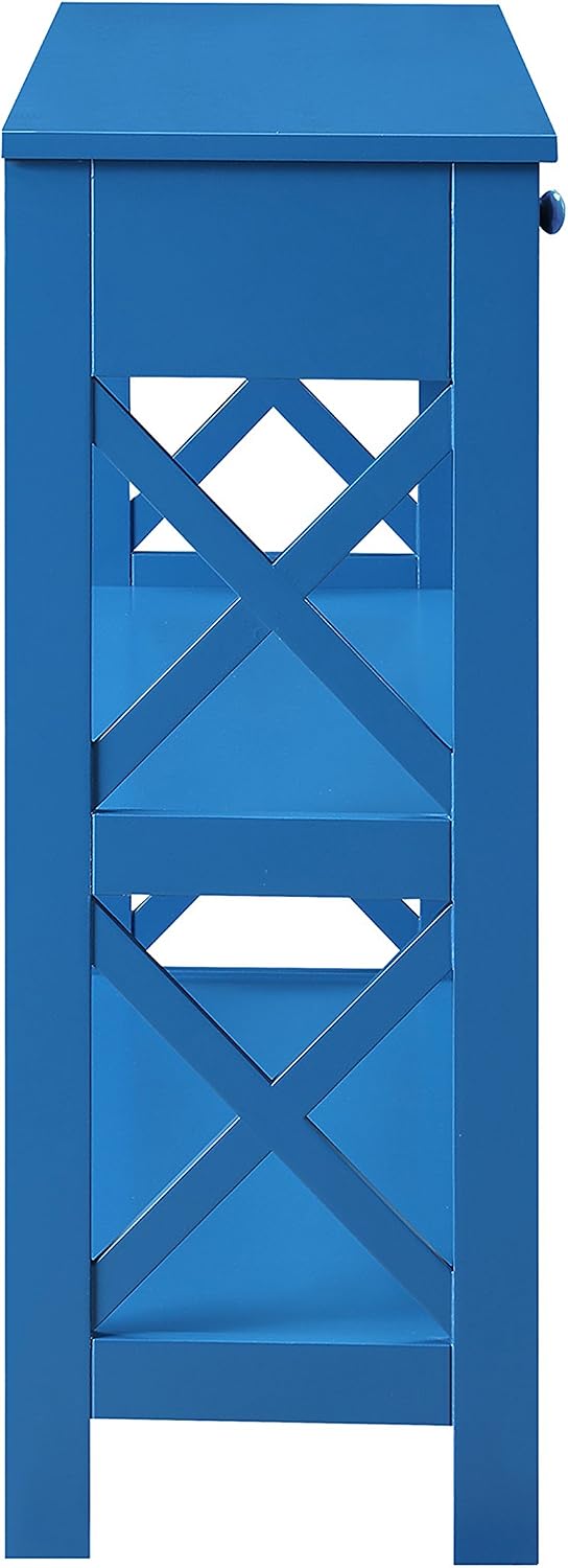 Convenience Concepts Oxford 1 Drawer Console Table with Shelves, Teal Blue