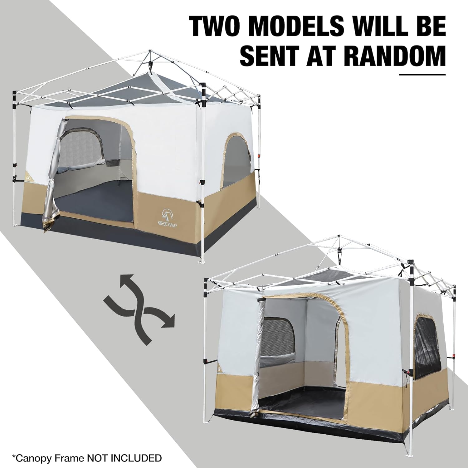 REDCAMP Canopy Camping Tent for Pop Up Canopy Tent, Inner Tent Converts Straight Leg 10'x10' or 10'x20' Canopy into Camping Tent, Fits 4-6 Person(Frame/Shelter NOT Included)