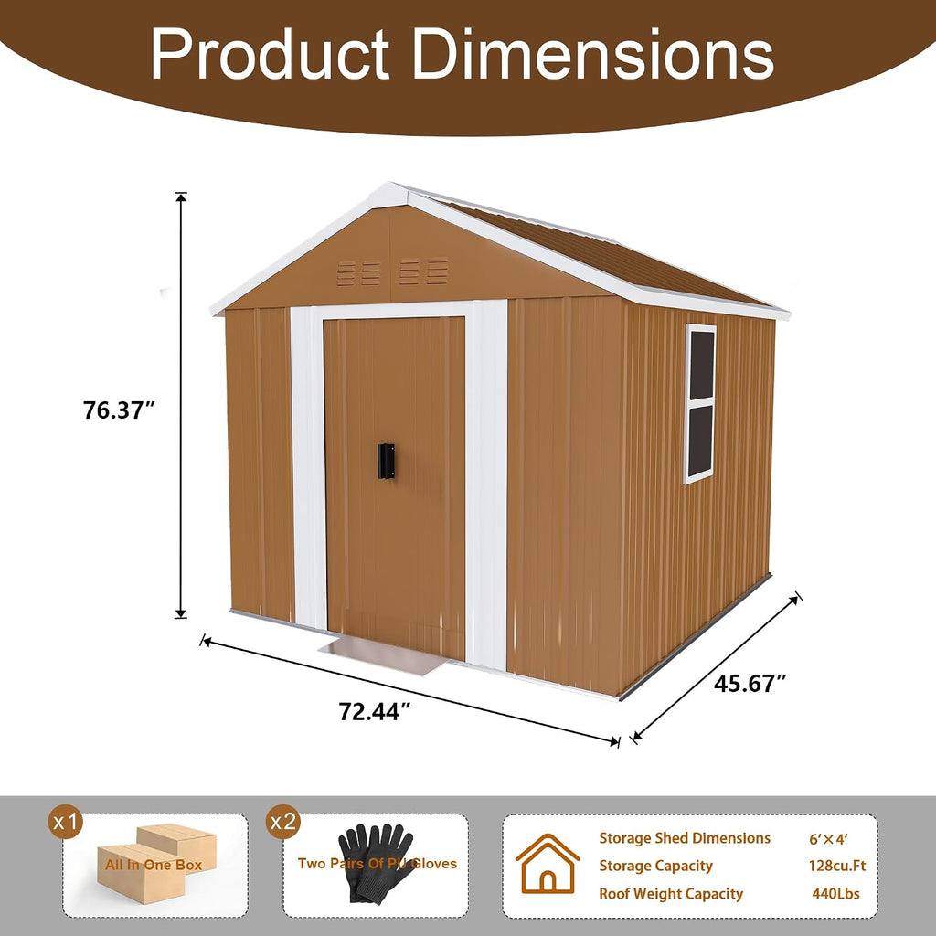 Leavader 6x4 FT Metal Storage Shed, Heavy-Duty Outdoor Matel Tool Shed with Windows, Lockable Door&Ventilation - Weatherproof Outdoor Garden Shed for Backyard, Lawn, Tool Organization