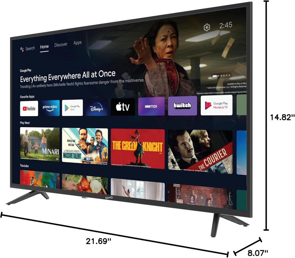 Supersonic Smart SC-4350GTV 43-inch FHD DLED TV with Google Assistant, ATSC/NTSC, HDMI, WiFi, USB Input, 1080p Resolution,16.7M Colors, 60Hz Refresh Rate, Energy-Efficient, Bluetooth, Remote Control