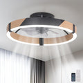 Garwarm 20IN Low Profile Ceiling Fans with Lights and Remote, 30W Fandelier Ceiling Fan Flush Mount,3000K-6500K Dimmable Bladeless LED Fan Light for Bedroom Kitchen Living Room Dining Room