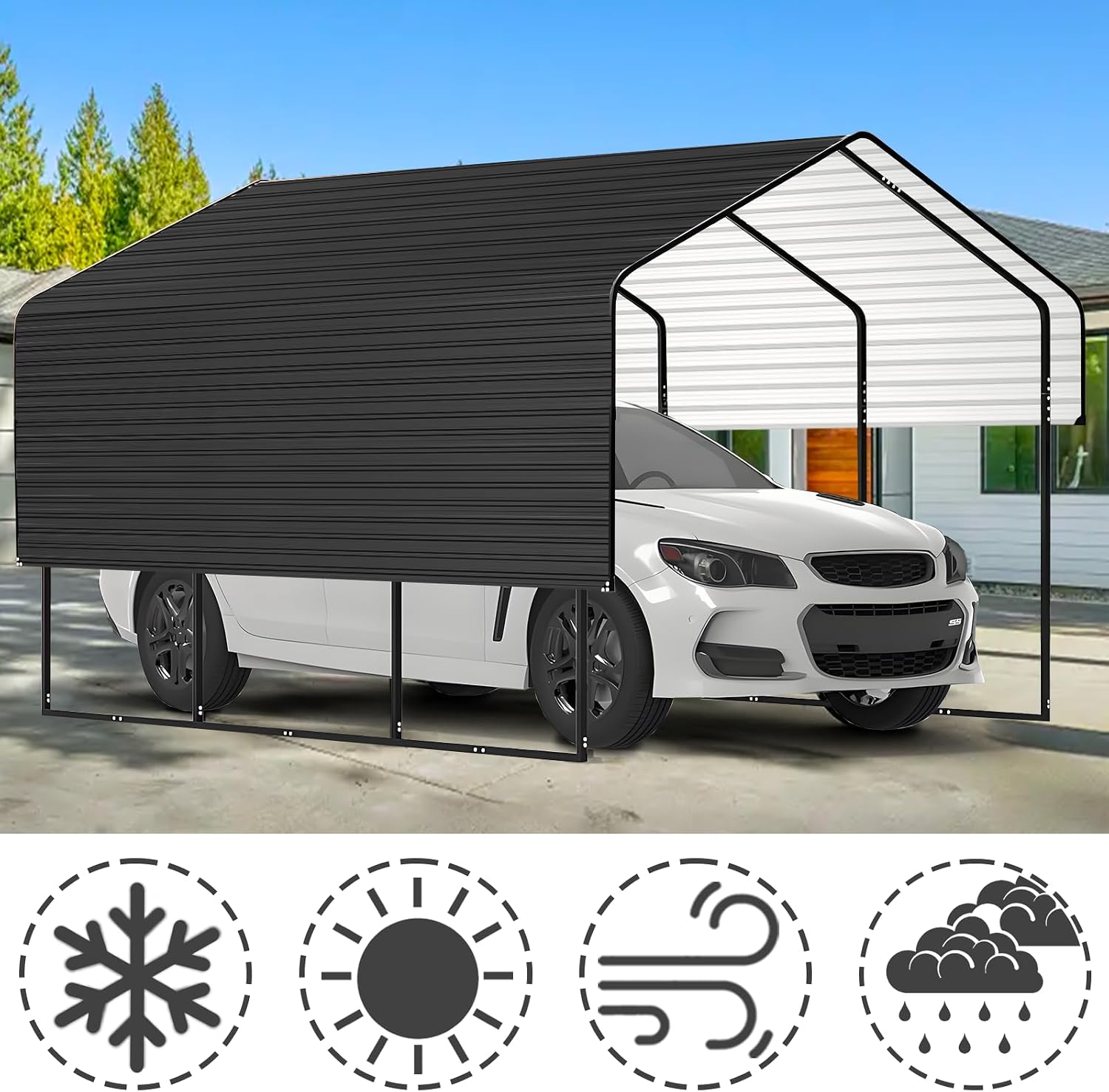 Metal Roofing Panels - 20 Pcs Corrugated Pergola Roofing Panels Heavy Duty Waterproof Tin Roof Materials for Shed Gazebo Garages Patio Siding 60.6x17.7in, Black