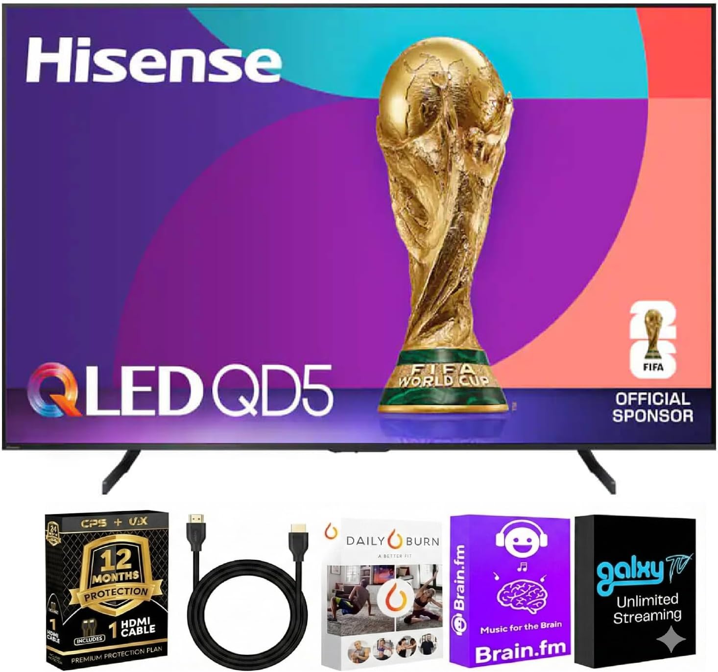 Hisense 98 Inch Class QD5 Series 4K UHD QLED Smart Google TV – Dolby Vision – HDR10 – 60Hz – Wi-Fi – Voice Remote – HDMI Cable + 12 Month CPS Warranty + Streaming Bundle