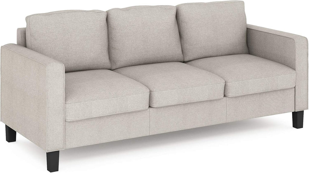 Furinno Bayonne Modern Upholstered 3-Seater Sofa Couch for Living Room, Fog
