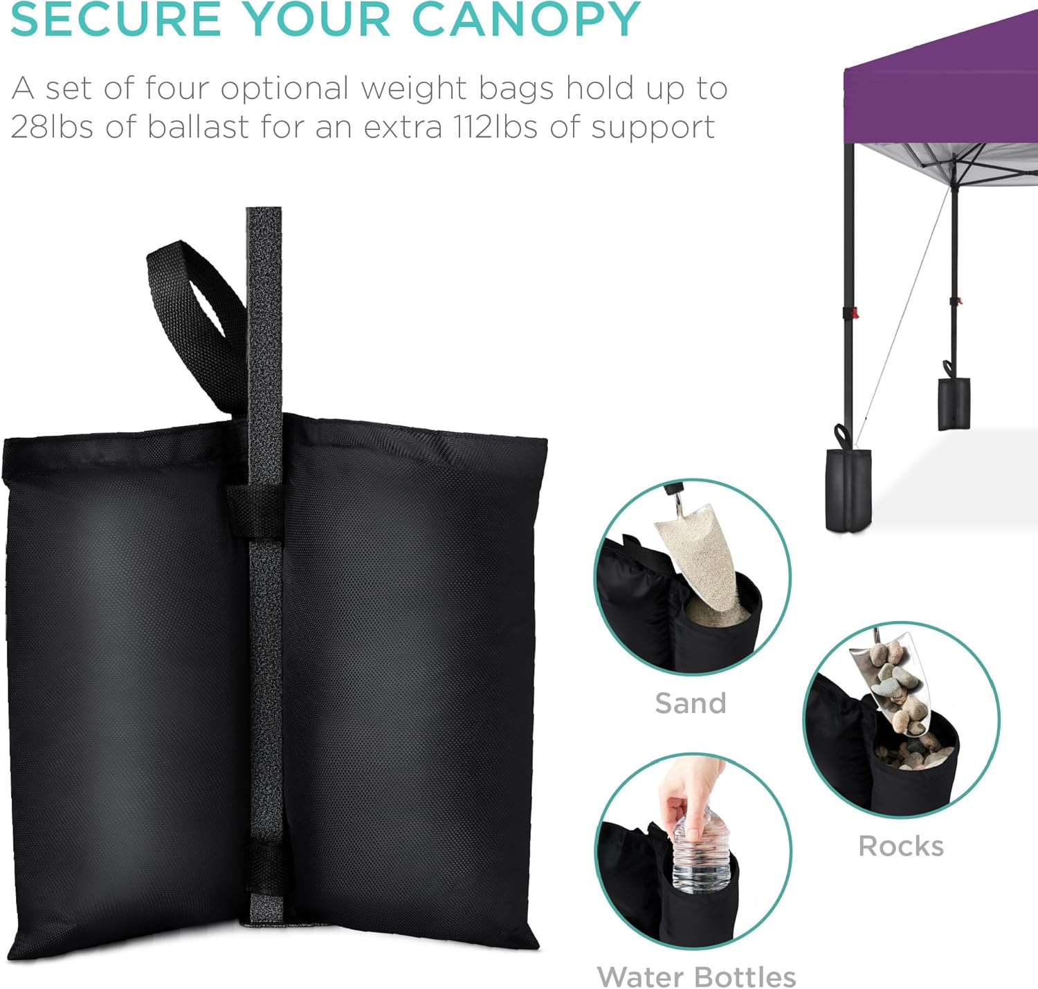 Best Choice Products 10x10ft Pop Up Canopy Tent, Outdoor Shade, 1 Person 1 Minute Set Up, Carry Case, 4 Weight Bags - Amethyst Purple