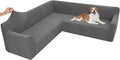 Arfntevss Stretch Sectional Couch Covers L Shaped Corner Sectional Sofa Cover Washable Jacquard Soft Fleece U Shape Sofa Slipcovers Anti Slip Furniture Protector for Dogs Pets (Medium, Gray)