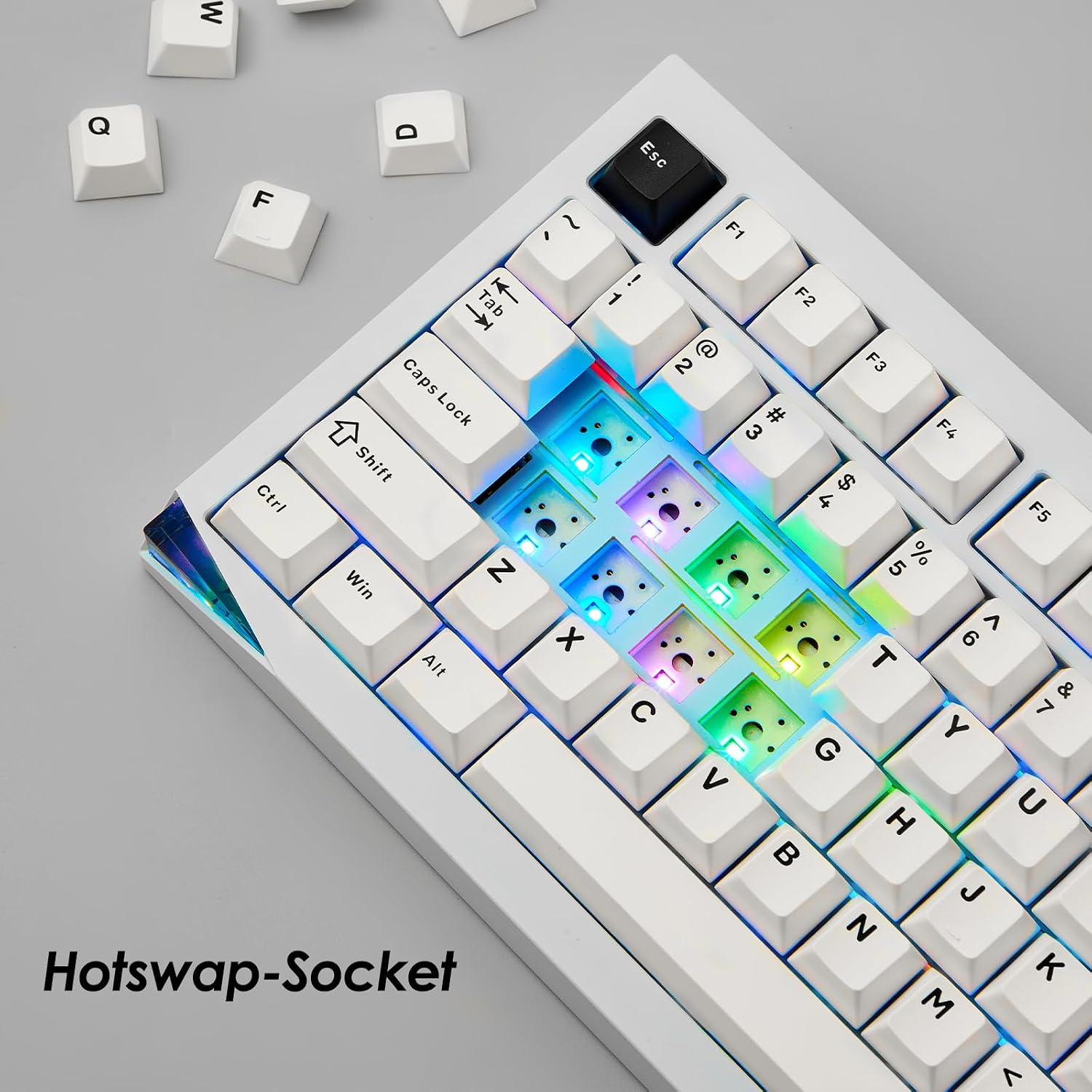 Akko Mineral 02 QMK/VIA Aluminum Mechanical Keyboard Tri-Mode RGB Hot-swappable Wireless Gaming Keyboard, Black on White, Stellar Rose Switch