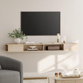 WAMPAT 70 inch Floating Entertainment Center for Storage, TV Shelf for Wall, Media Console for Living Room, Oak