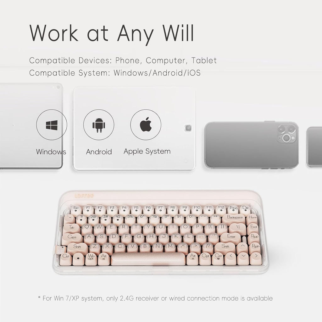 LOFREE DOT Foundation Mechanical Keyboard, 75% Rechargeable Hot-swappable Keyboards with 3 Types Connection for Windows, Mac OS/Pink GATERON Baby Racoon Switches