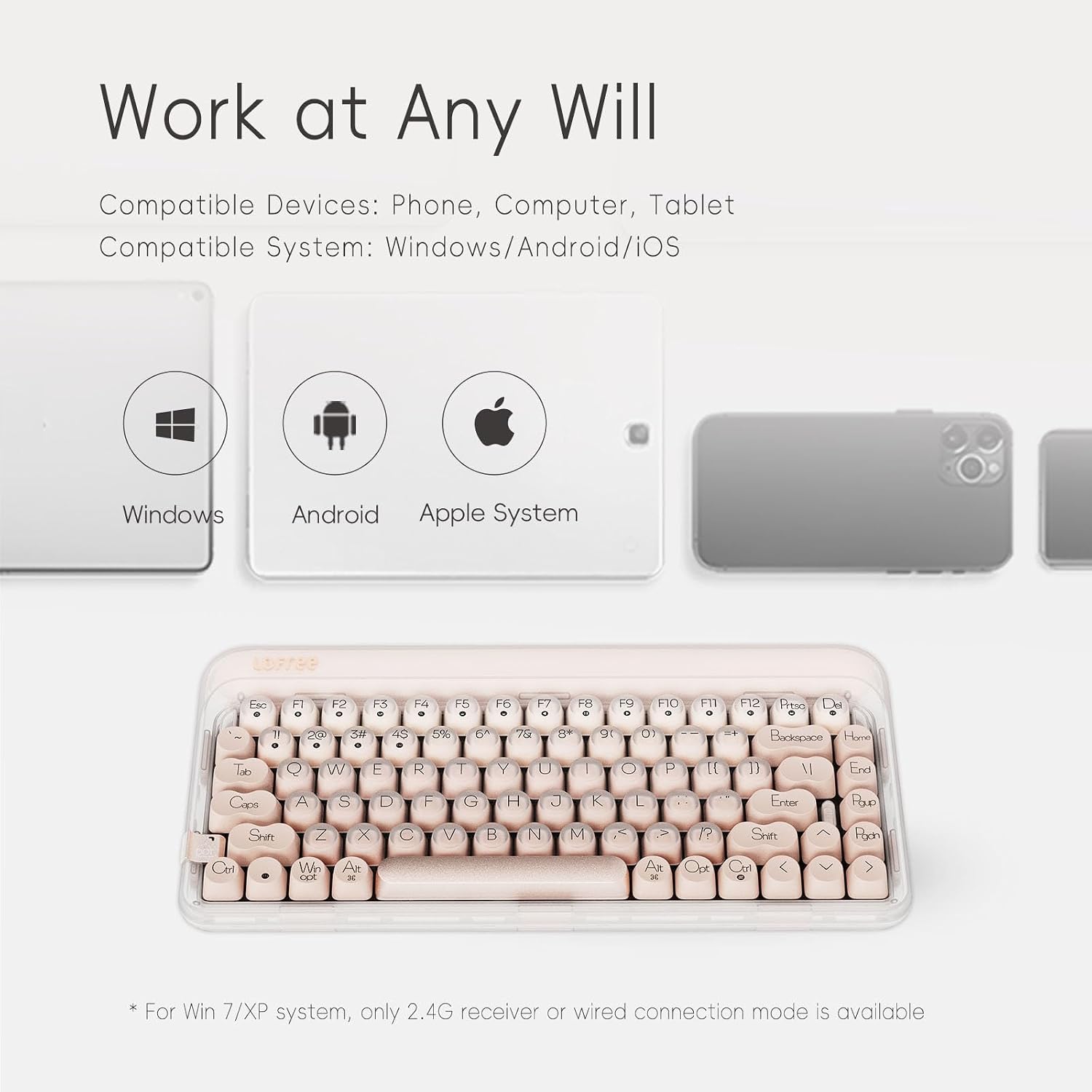 LOFREE DOT Foundation Mechanical Keyboard, 75% Rechargeable Hot-swappable Keyboards with 3 Types Connection for Windows, Mac OS/Pink GATERON Baby Racoon Switches