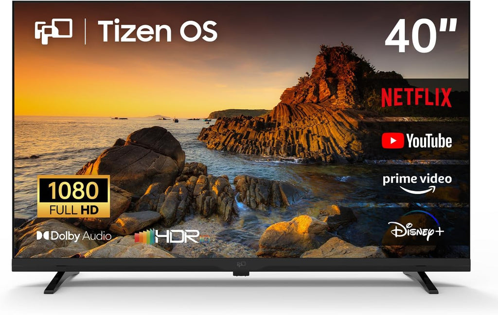 FPD 40 Inch Smart TV Tizen OS, 1080p Full HD Compatible with Samsung TV Plus, Dolby Audio, HDR 10, Gaming Hub, SmartThings, Built-in Miracast, Voice Control Flat Screen Television (AT40-P1)