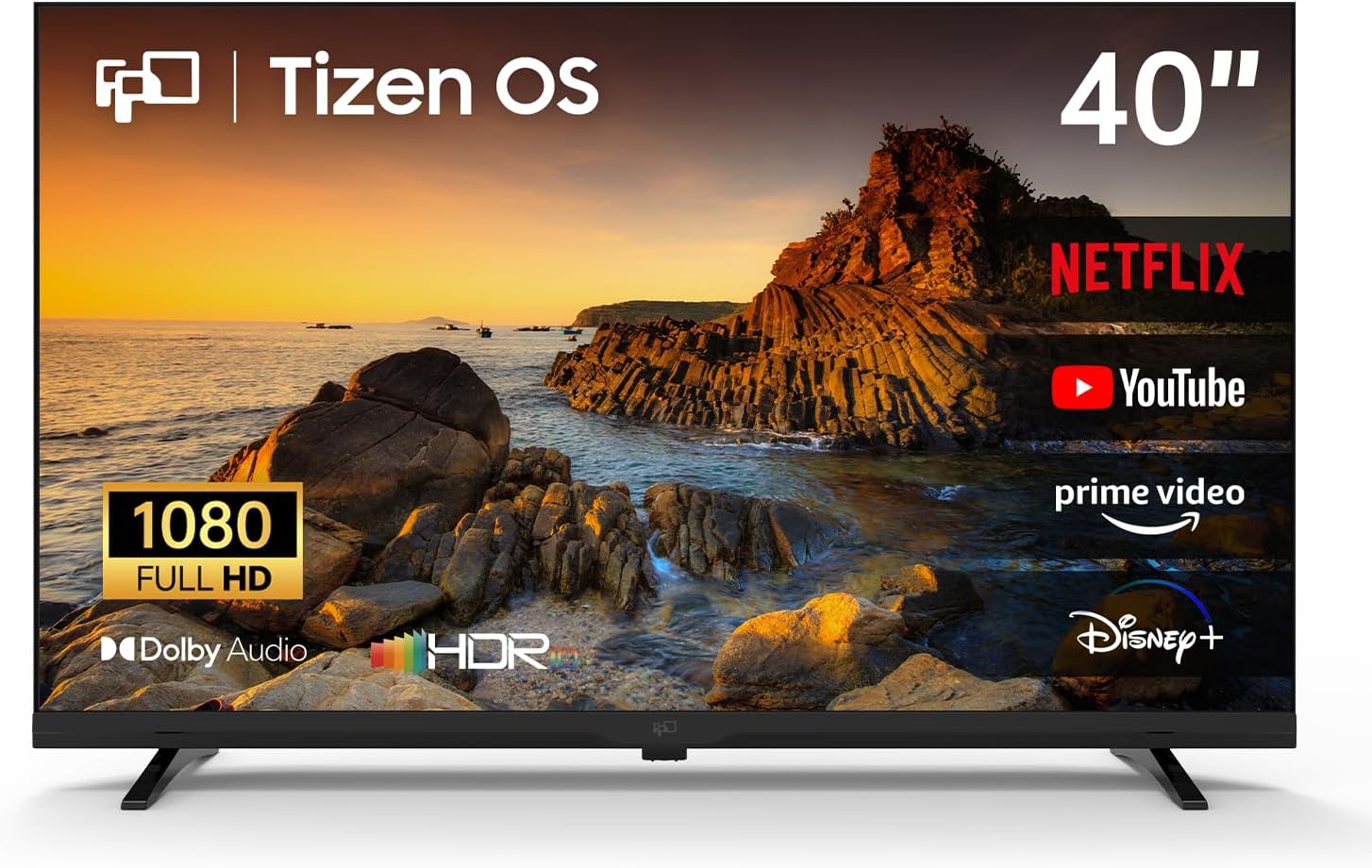 FPD 40 Inch Smart TV Tizen OS, 1080p Full HD Compatible with Samsung TV Plus, Dolby Audio, HDR 10, Gaming Hub, SmartThings, Built-in Miracast, Voice Control Flat Screen Television (AT40-P1)